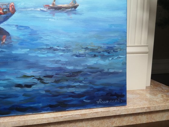Morning sun on the Lunenburg bay (36x48x1.5")