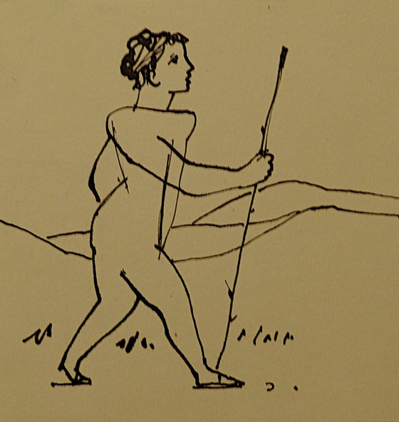 The Nude Hiker, 10x11 cm - FREE shipping!