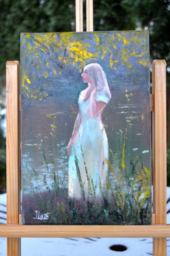 Sun-Kissed Harmony.  Miniature Figurative Oil