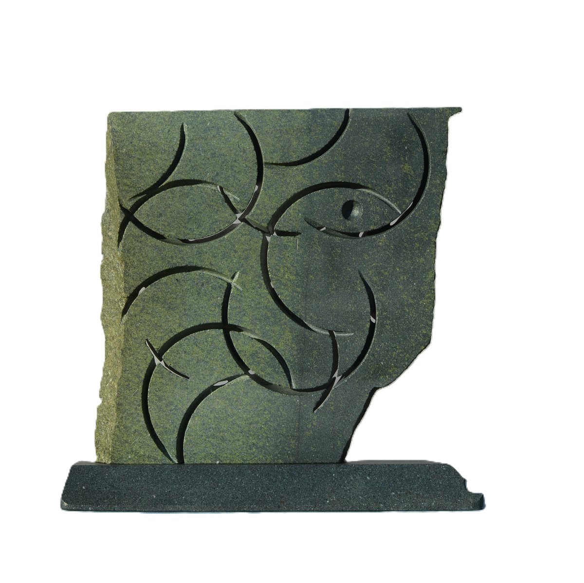 Abstract Portrait Stone Sculpture By Ognyan Chitakov, 12 X 12", "Typhoon", Original Artwork