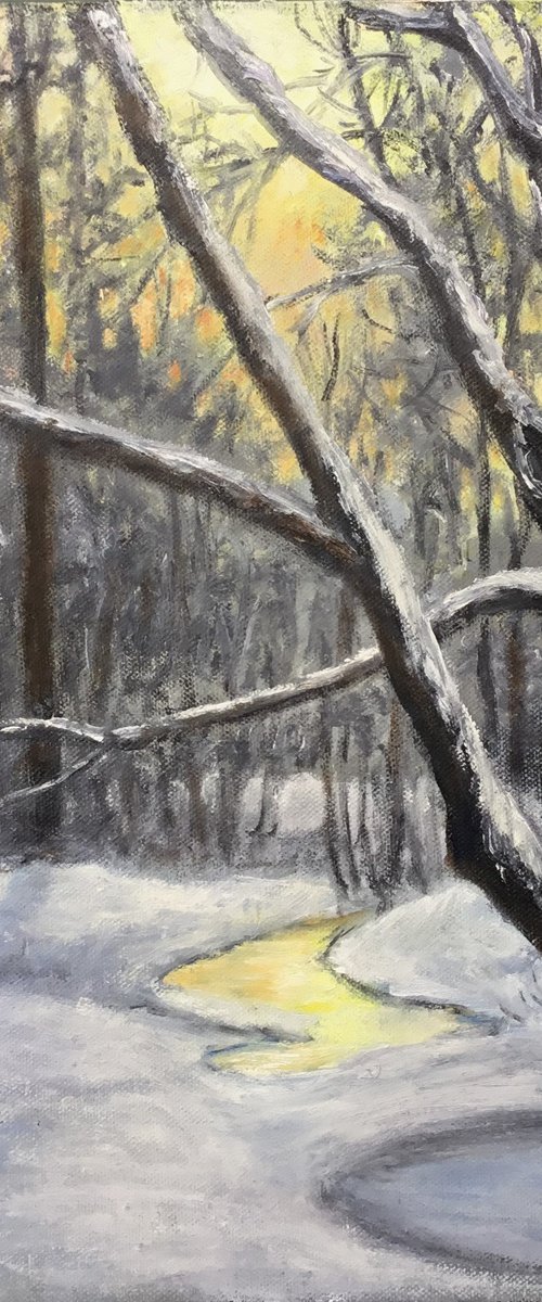 WINTER WOODS NIGHTFALL by Kathleen McDermott