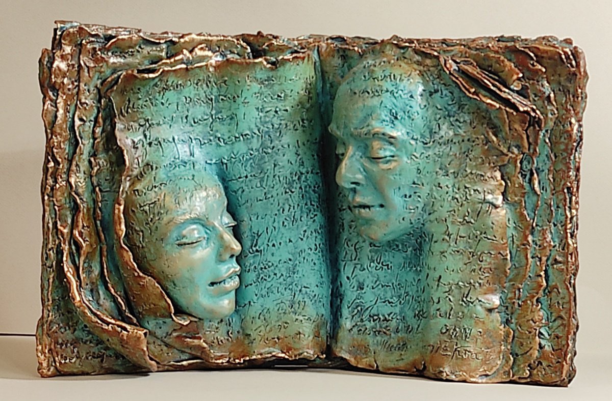 Expressive Portrait Sculpture By Elena Kraft, 17 X 11, Love Storie, Original Artwork