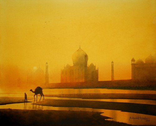 camel with taj by Sudipta Karmakar