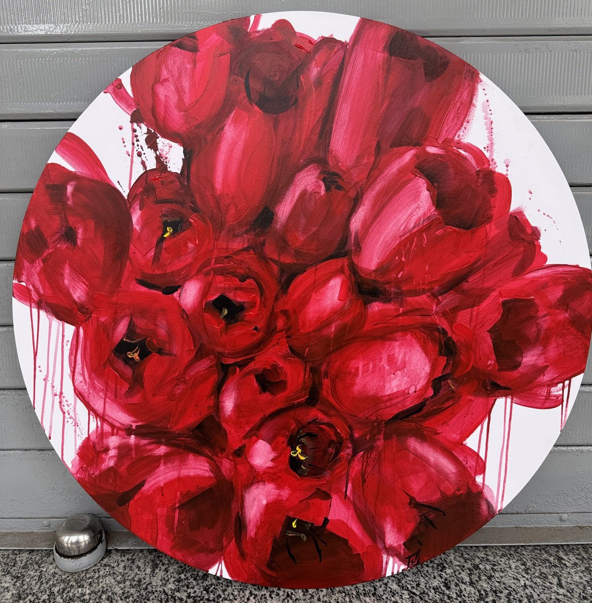Red Tulips In Bloom By Olena Hromova, 35 X 35, Artwork For Sale On Artfinder