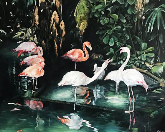 Original oil painting "Flamingo" 80*100 cm