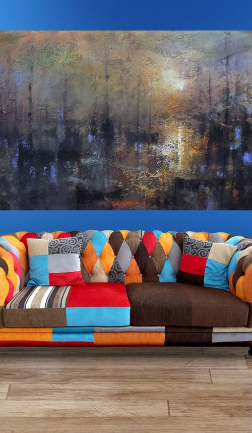 "Harbor of destroyed dreams -Between what you Feel and what you Know" / Large size W 100x H 70cm by Ivan  Grozdanovski