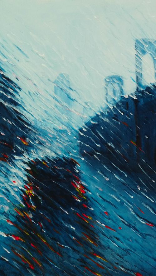 After you - Brooklyn Bridge Rain Street New York Decor Home Office Painting by Danijela Dan