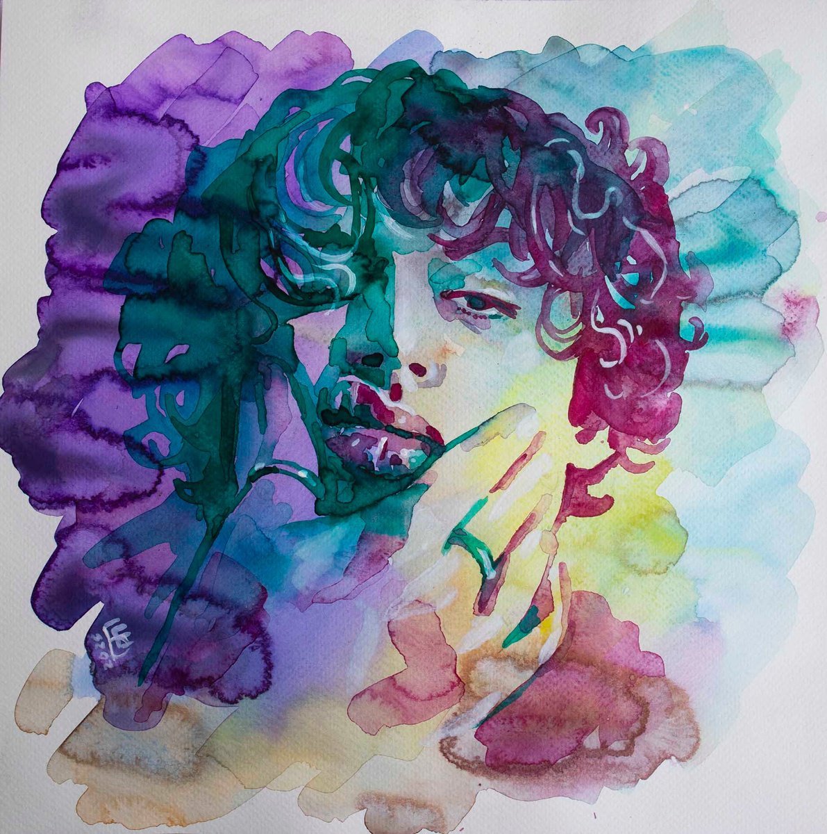 Illustrative Portrait Watercolour By Kateryna Bortsova, 12 X 12", Portrait Painting Of A Guy, Original Artwork