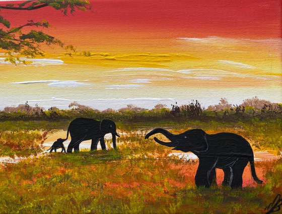 Elephants and Giraffes in the Savannah