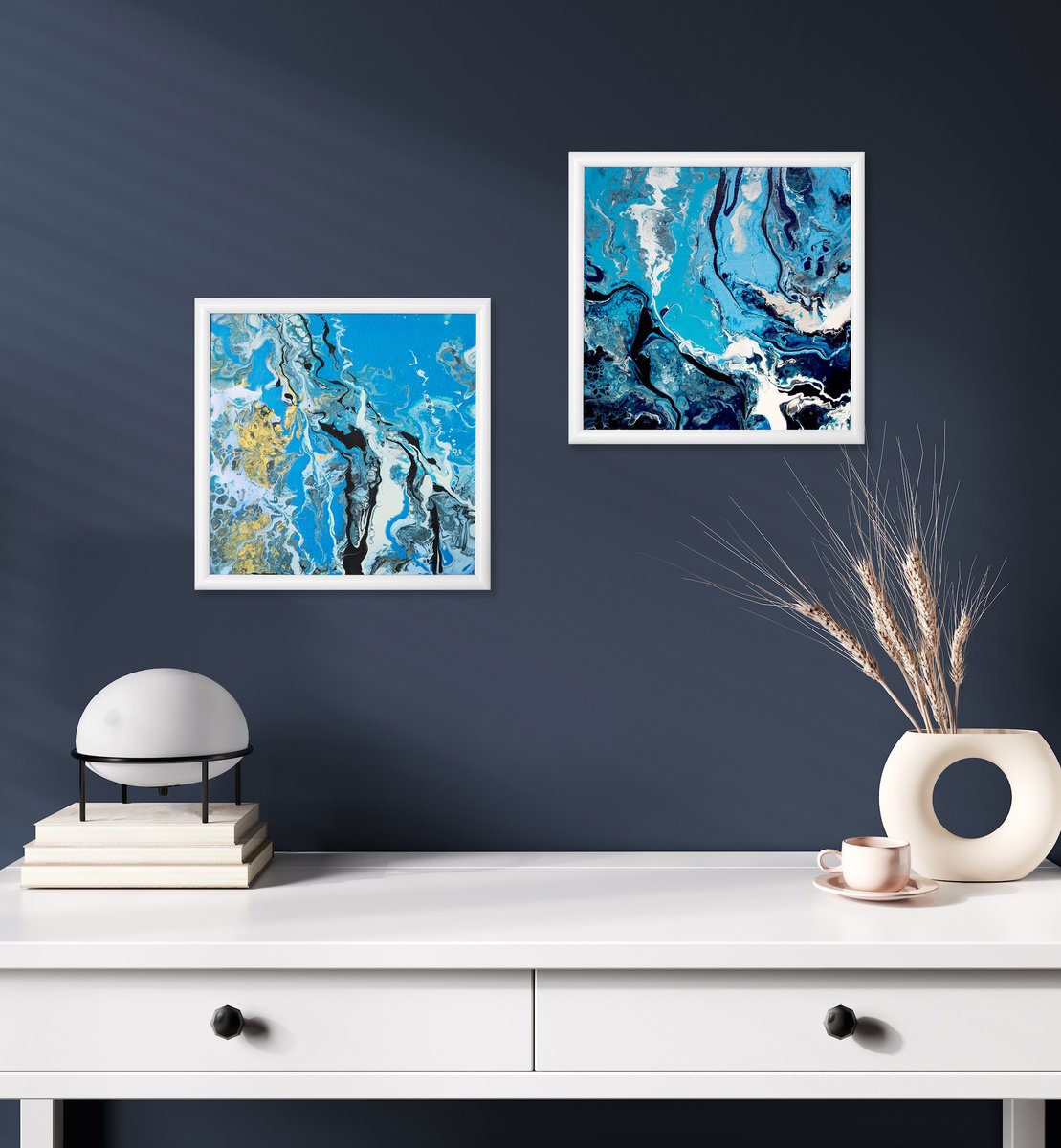 Abstract Acrylic Painting By Milena Gaytandzhieva, 11 X 11", Reflections, Original Artwork