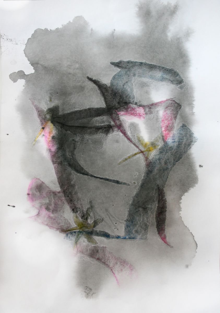 Expressive Abstract Drawing By Salana Art / Svetlana Samovarova, 12 X 17", Fantasy Iii, Original Artwork