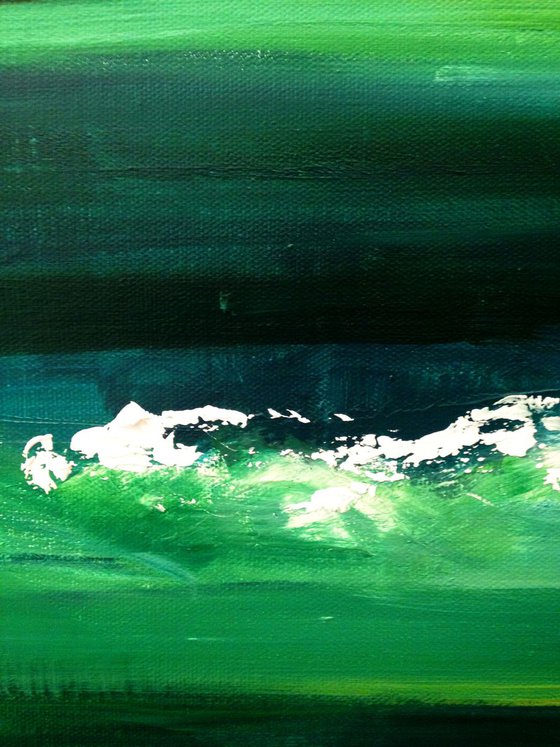 Many shades of green in this waves of the sea- original original acrylic painting- large size 100x 81 cm ( 39 x 32 inches)
