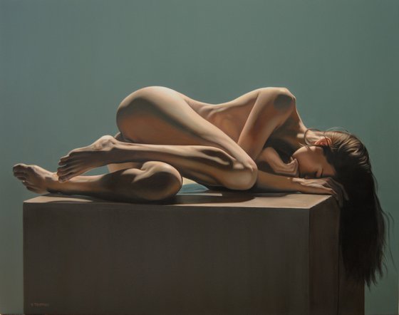 Commissioned hyperrealistic nude, Oil on canvas