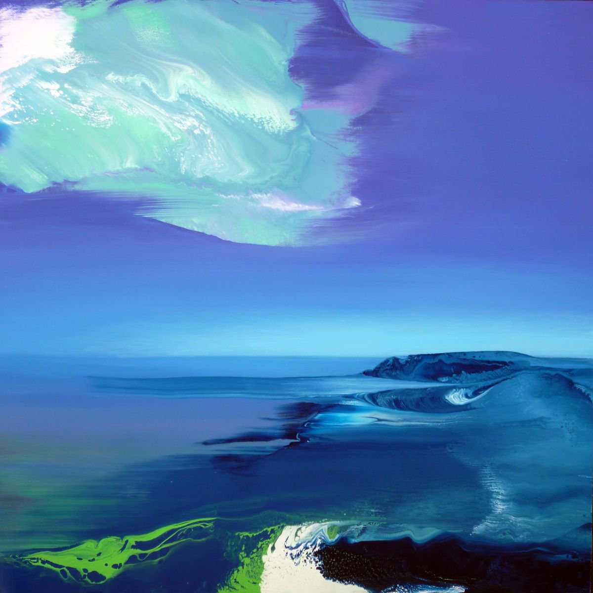 Abstract Landscape Oil Painting By Jacob Jugashvili, 35 X 35, Lost In Clouds V, Original Artwork