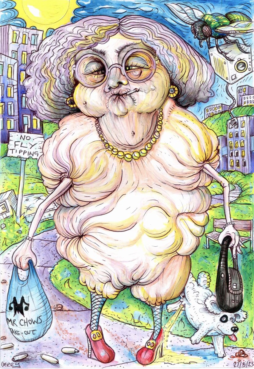 Surrealistic Portrait Drawing By Spencer John Derry, 8 X 12", Daily Dose Of Dumplings, Original Artwork