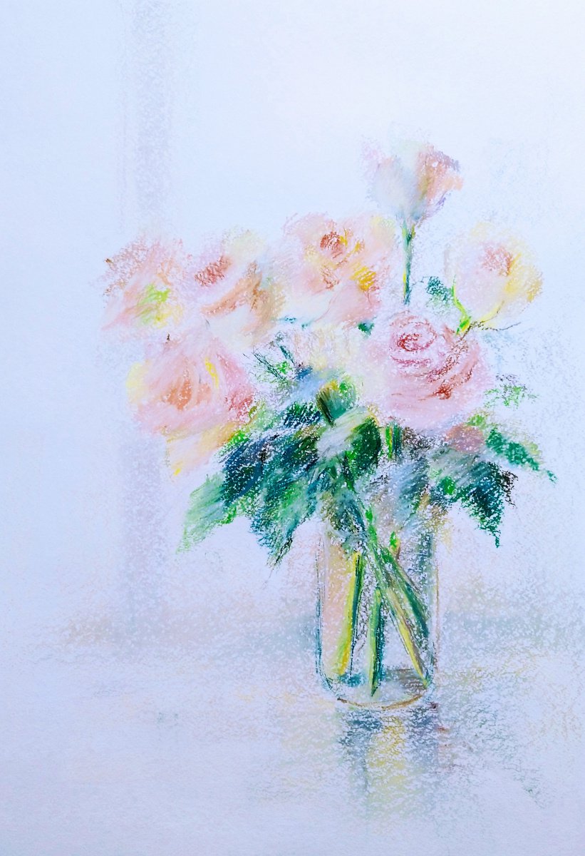 Roses. Original pastel drawing. by Elena Klyan