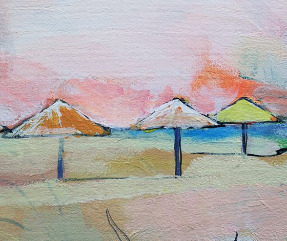 Сhecker. Mushrooms. Beach