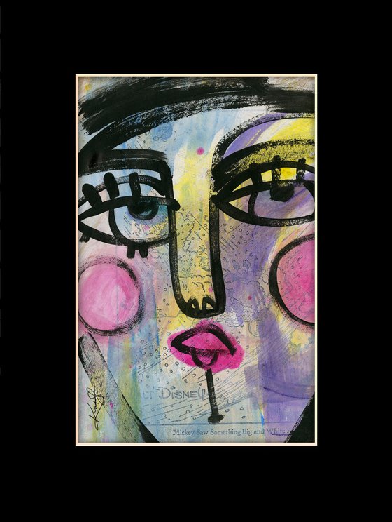 Funky Face Collection 5 - 3 Mixed Media Collage Paintings by Kathy Morton Stanion