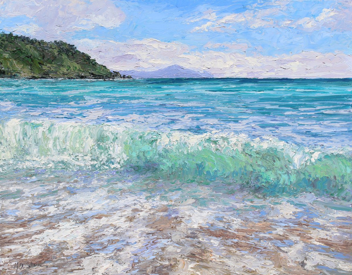 Impressionistic Landscape Oil Painting By Kristen Olson Stone, 28 X 22", Kiwi Summer, Original Artwork