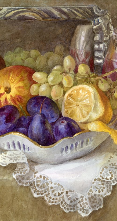 Fruit on a White Napkin by Yulia Krasnov
