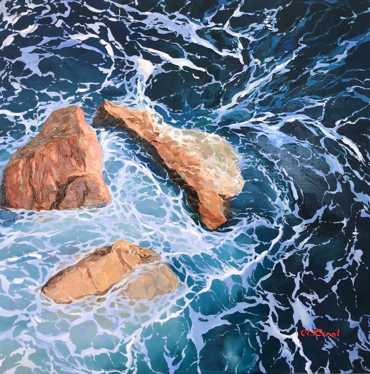 Photorealistic Landscape Oil Painting By Ulyana Korol, 20 X 20", Evening Walk, Original Artwork