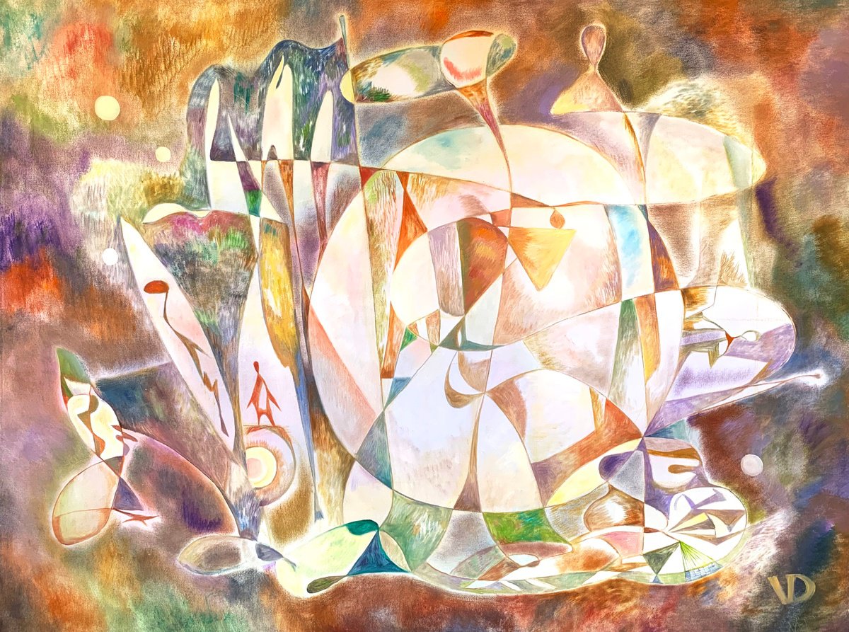 Surrealistic Landscape Oil Painting By Dina Volkova, 40 X 30, Spring, Original Artwork