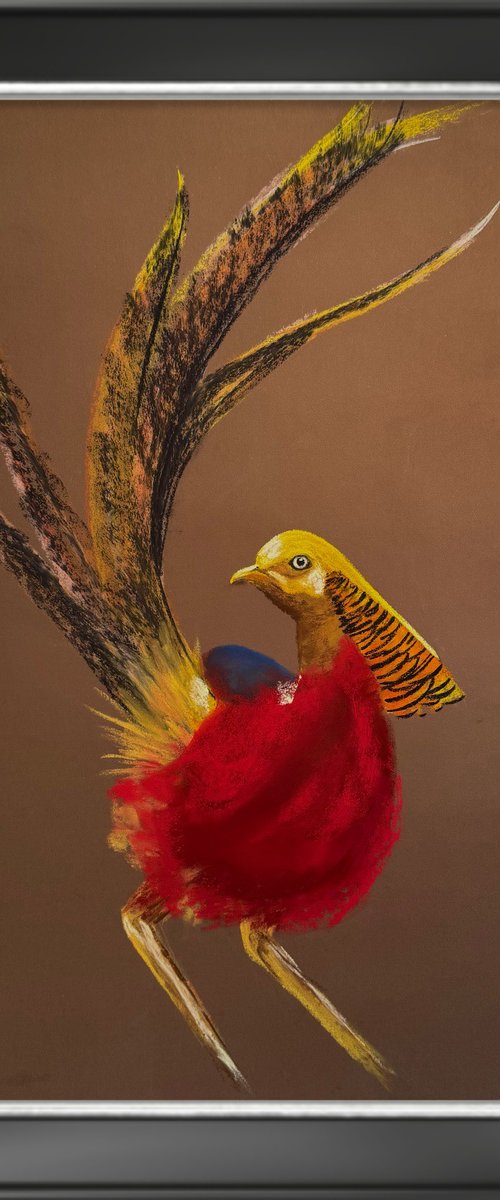 Golden phaesant Soft Pastel by Yuliia Sharapova