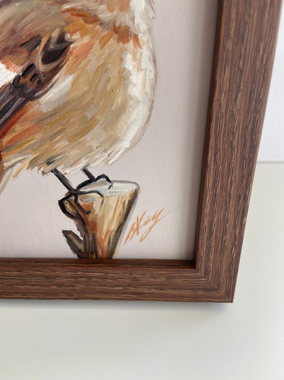 Bird painting mini art framed 11x15 cute mini art