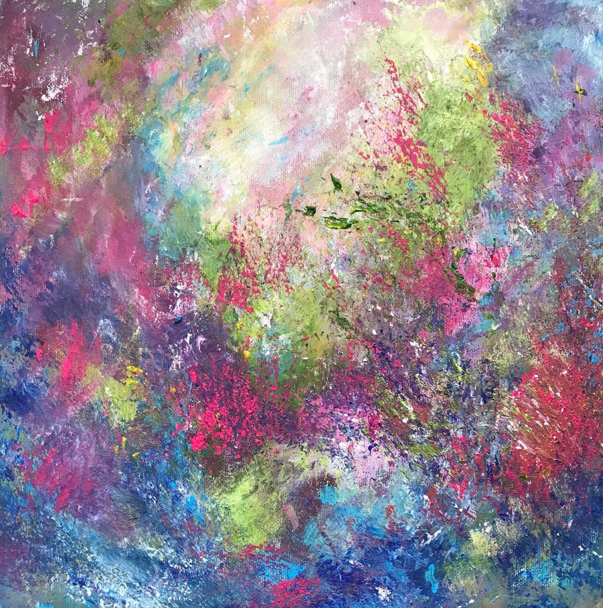 Abstract Acrylic Painting By Tetiana Pchelnykova, 12 X 12", Mystical Garden, Original Artwork