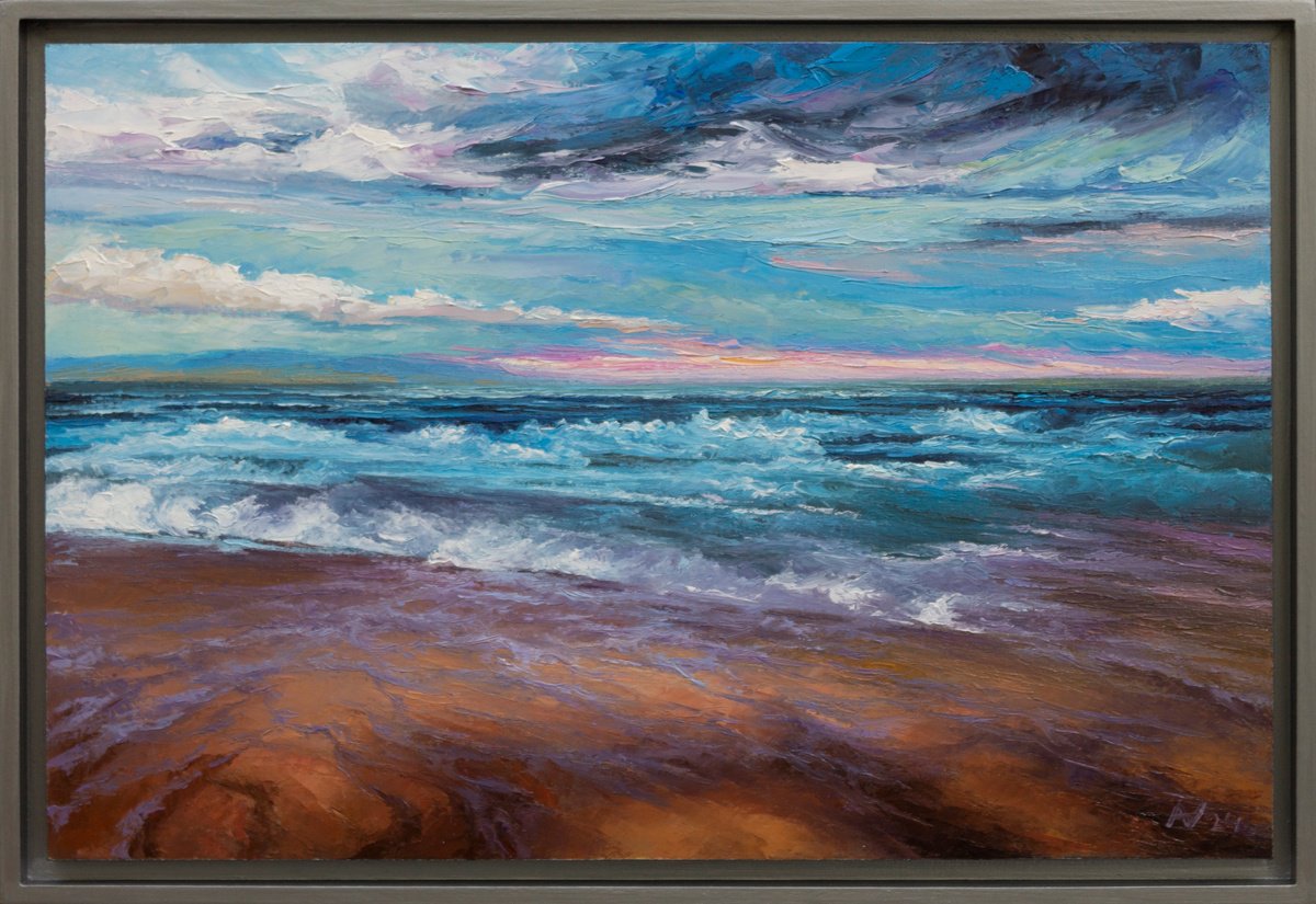 Impressionistic Landscape Oil Painting By Oleksii Vylusk, 25 X 17", Seascape, Original Artwork