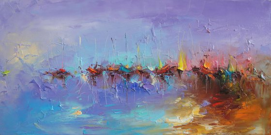 The purple coast, Seascape Oil painting