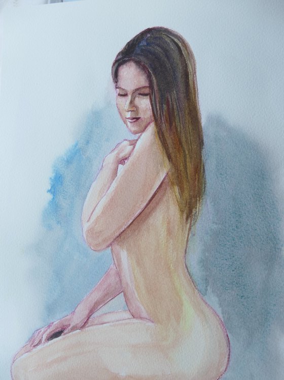 female nude kneeling