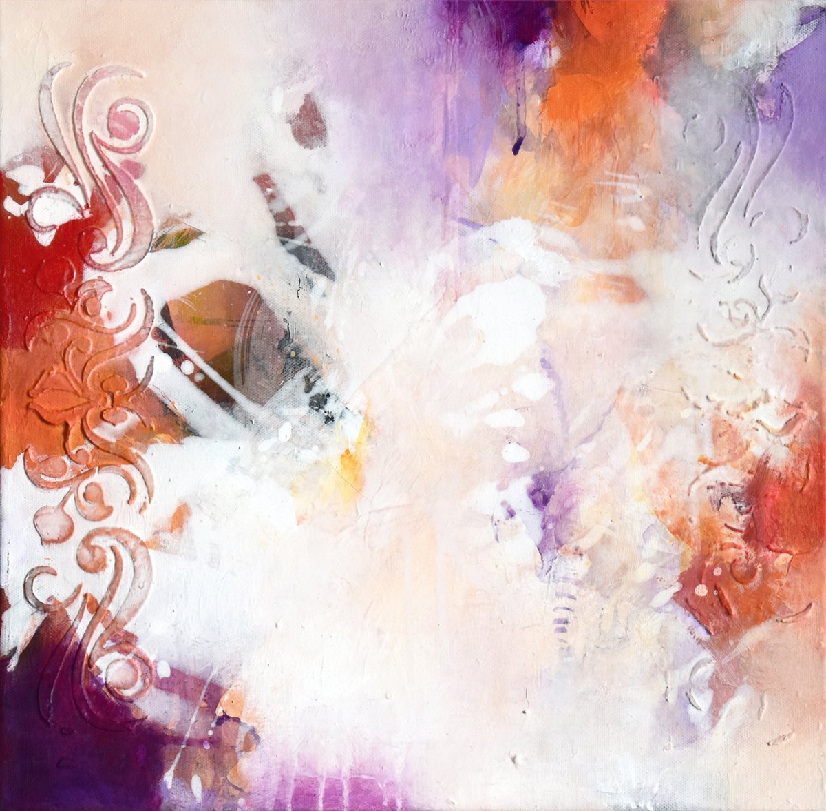 Abstract Acrylic Painting By Kirsten Handelmann, 16 X 16", Something Remains, Original Artwork