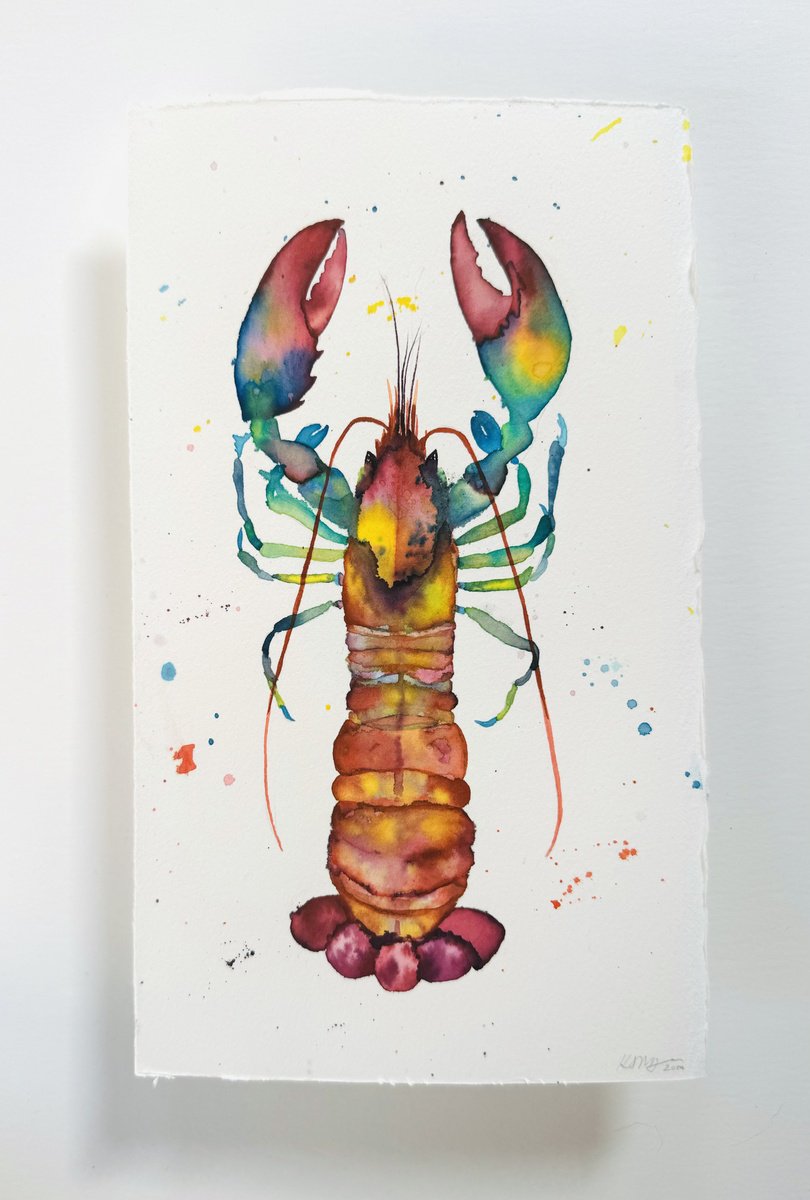 Original Watercolour Lobster by Kate Mac