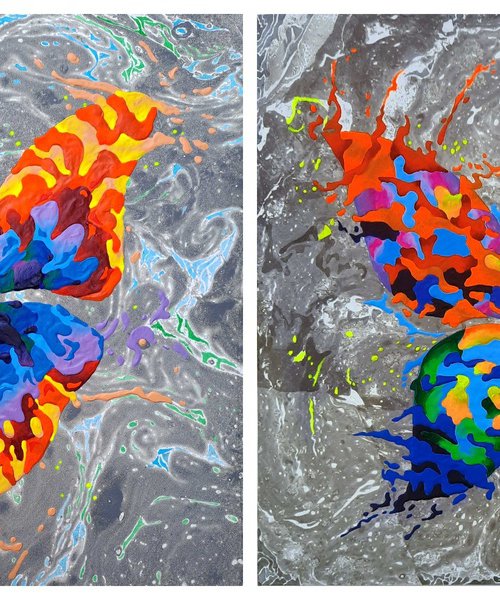 Set of 2 «Grey Fantasy» by Mariia Raskin