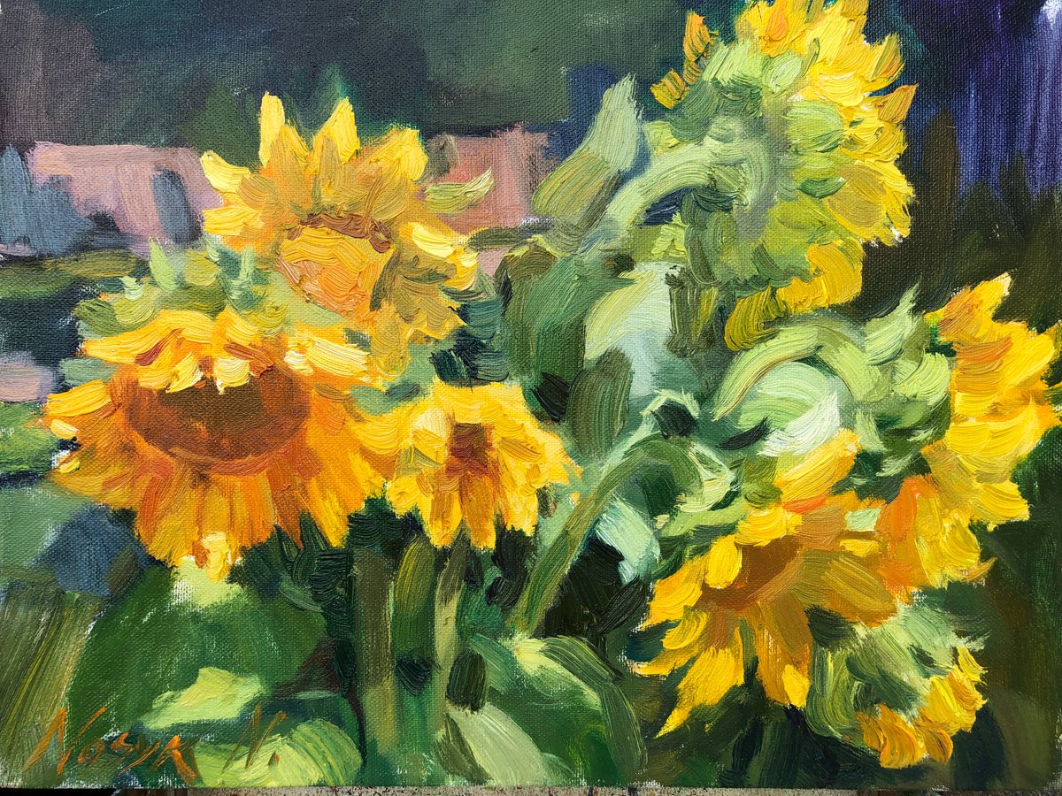 Sunflowers bouquet | oil painting on canvas by Nataliia Nosyk