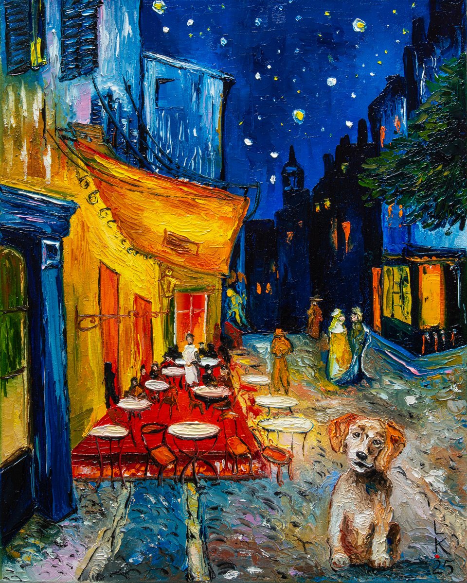 Impressionistic Cityscapes Oil Painting By Liubov Kuptsova, 16 X 20", Who Let A Dog In The Painting?, Original Artwork
