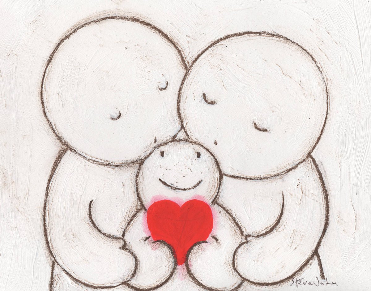 Hugs artwork 41 Child holding heart by Steve John