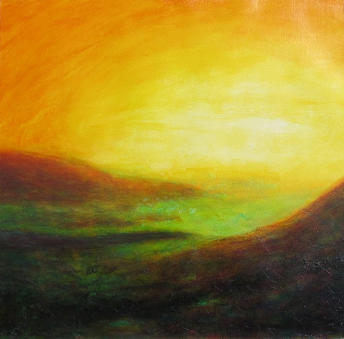 Impressionistic Landscape Acrylic Painting By Fabienne Monestier, 22 X 22, Tropical Seascape, Original Artwork