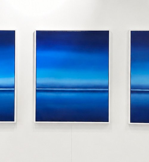 Night lake in Ukraine - Blue abstract by Nataliia Krykun