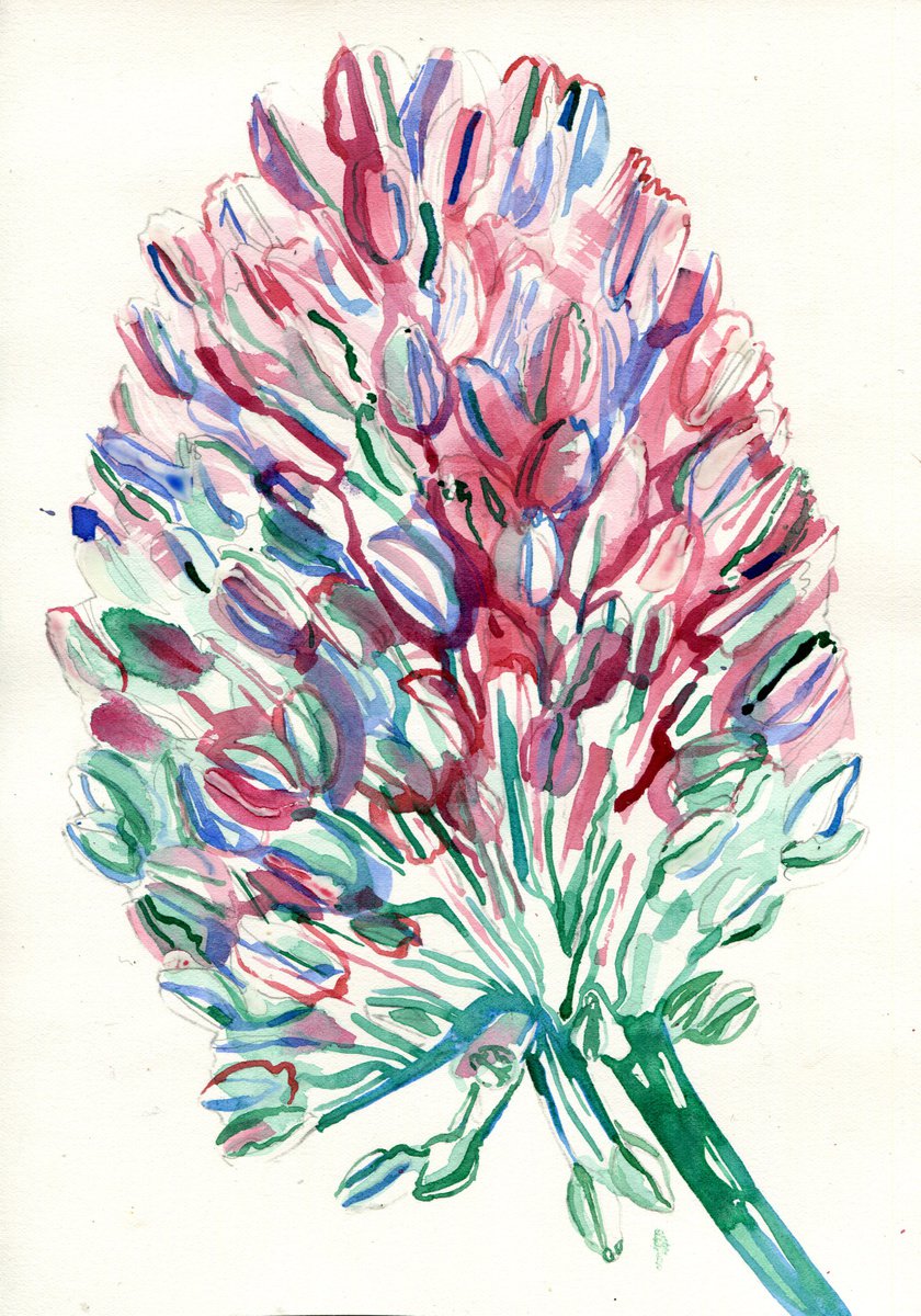 Pink and green floral study by Hannah Clark