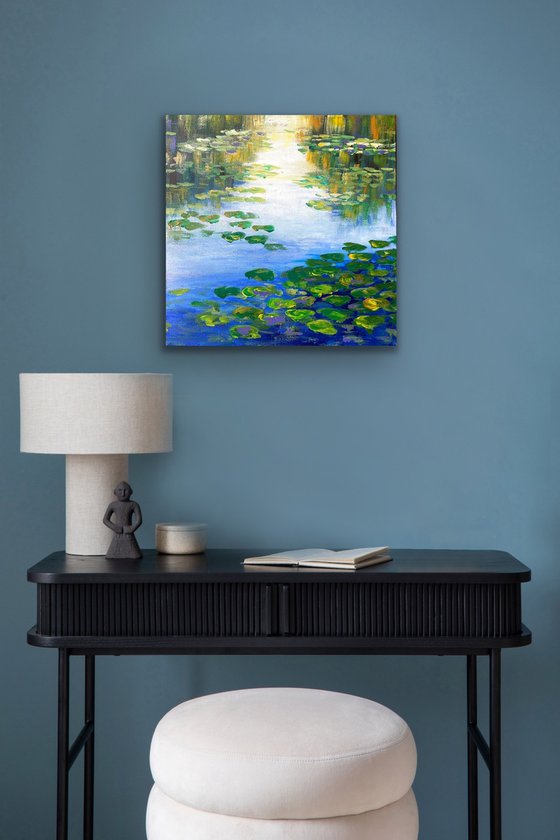 Blue Pond and Waterlily Pads