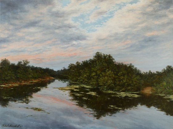 Sunset over the river