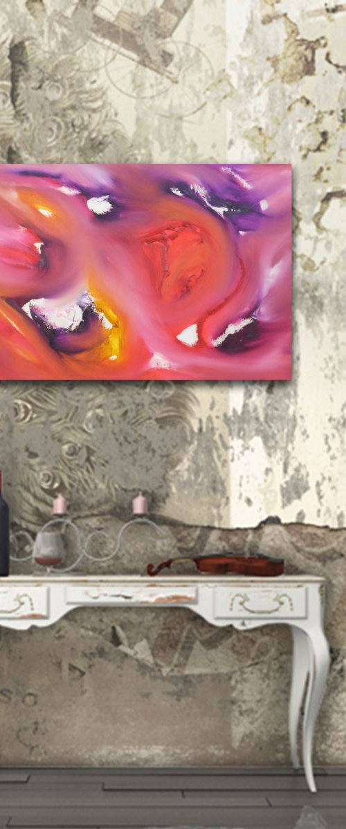 Heart in dim light -  60x40 cm, Original abstract painting, oil on canvas by Davide De Palma