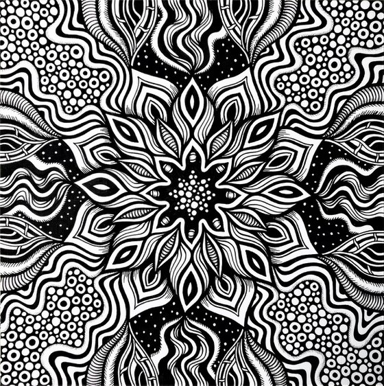 Star Flower Mandala Drawing - 21x21cm