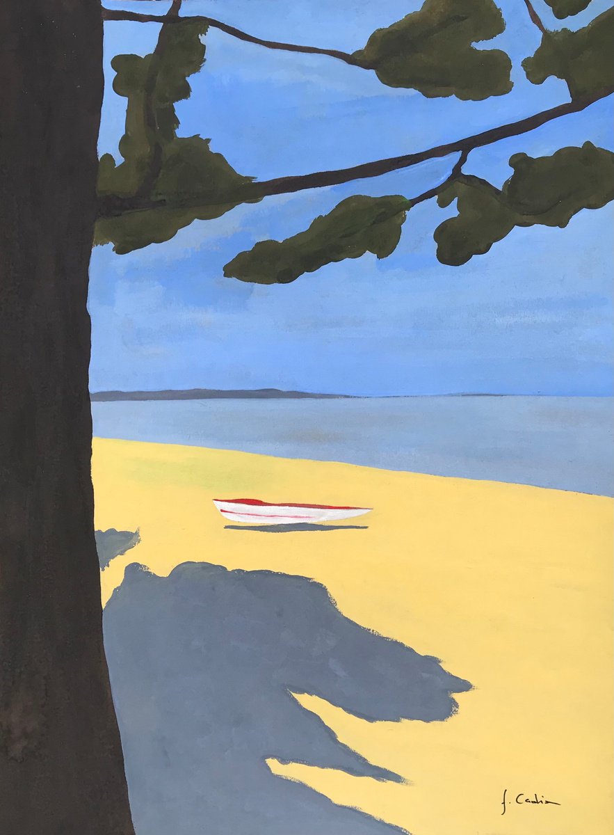 Landscape Painting By Cadiou Frederic, 11 X 15, Cap Coz Beach, Original Artwork