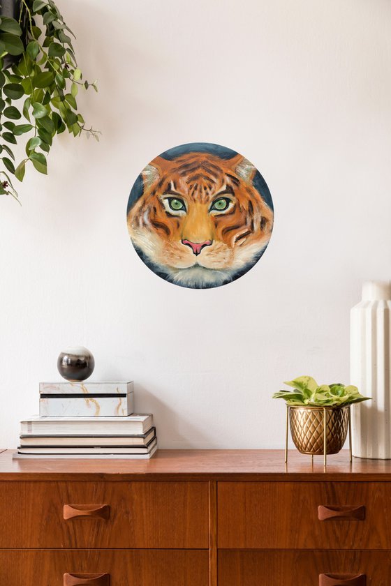 Tiger - Animal portrait - Small round canvas