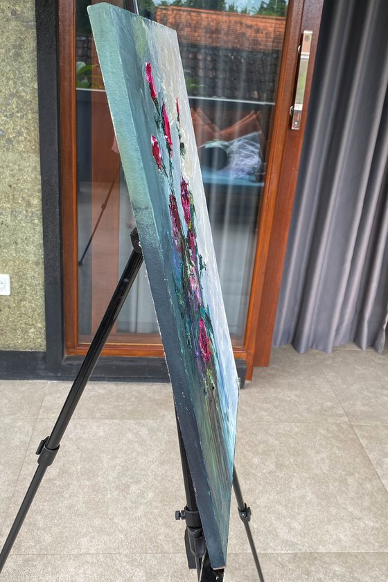 Red Rose Palette Knife Art