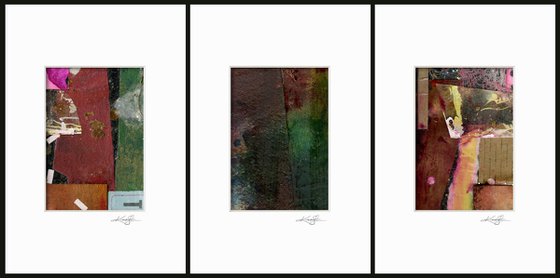 Abstract Collage Collection 2 - 3 Small Matted paintings by Kathy Morton Stanion