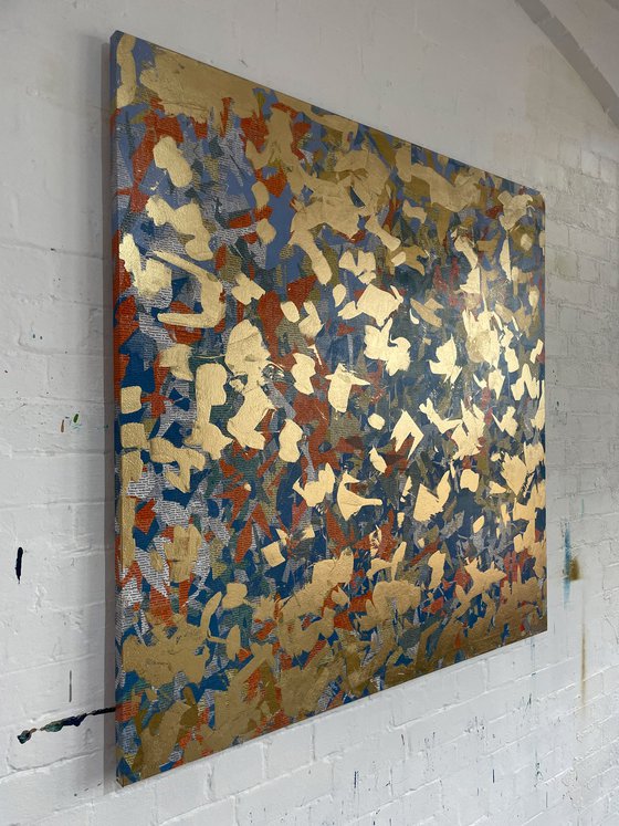 Wise Gold- 127cm squ - mixed media on canvas